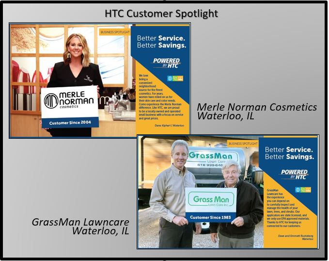 Harrisonville Telephone Company HTC business services Merle Norman GrassMan Lawn Care