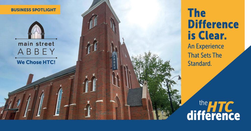 Blog Header Graphic featuring an image and logo for Main Street Abbey and the words "The Difference is Clear" along with a logo for "The HTC difference".
