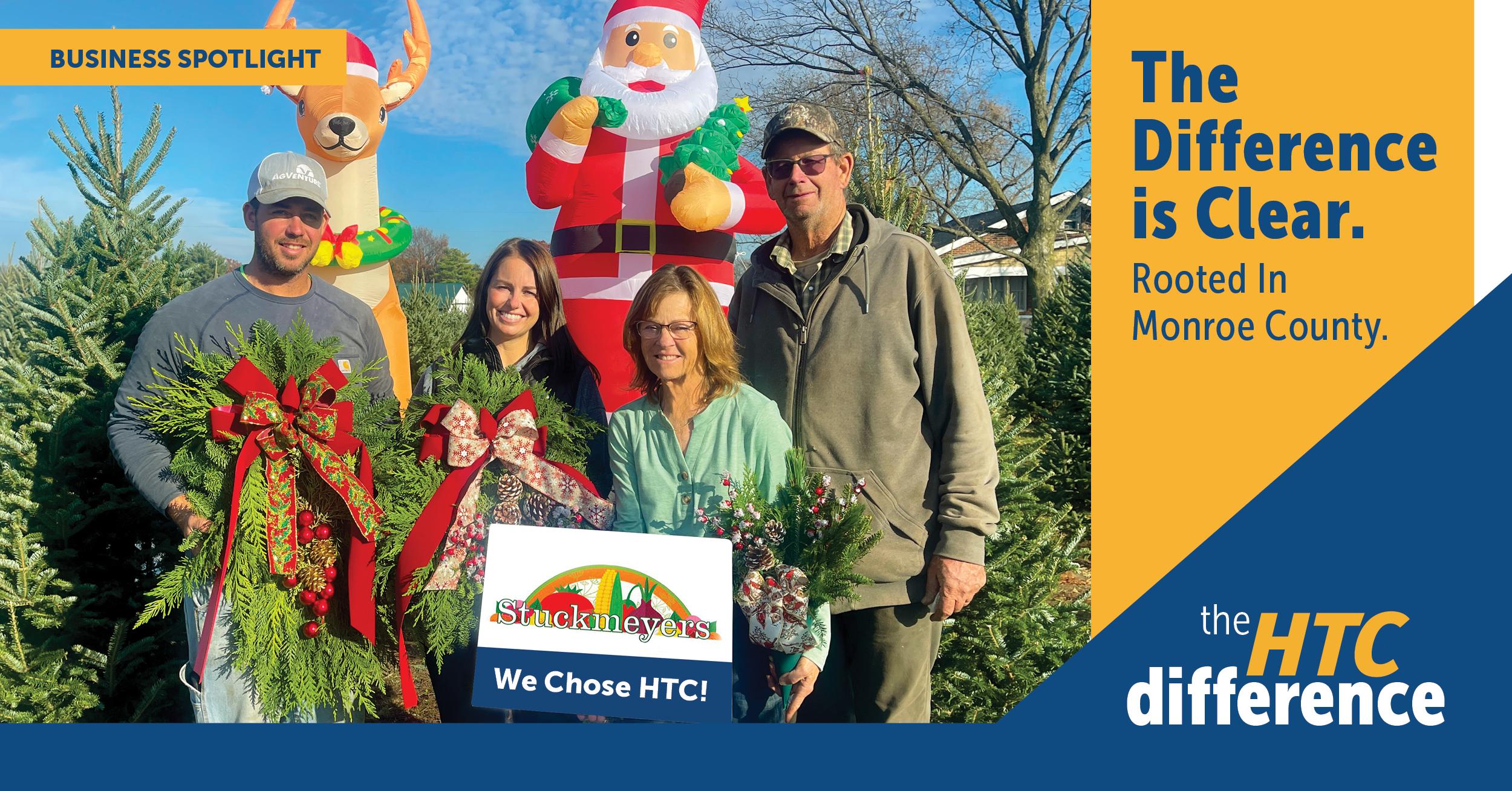 Blog header image with a picture of the Stuckmeyer family at Stuckmeyer's Plants & Produce during the holiday season