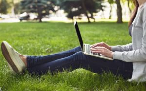 Laptop in the park