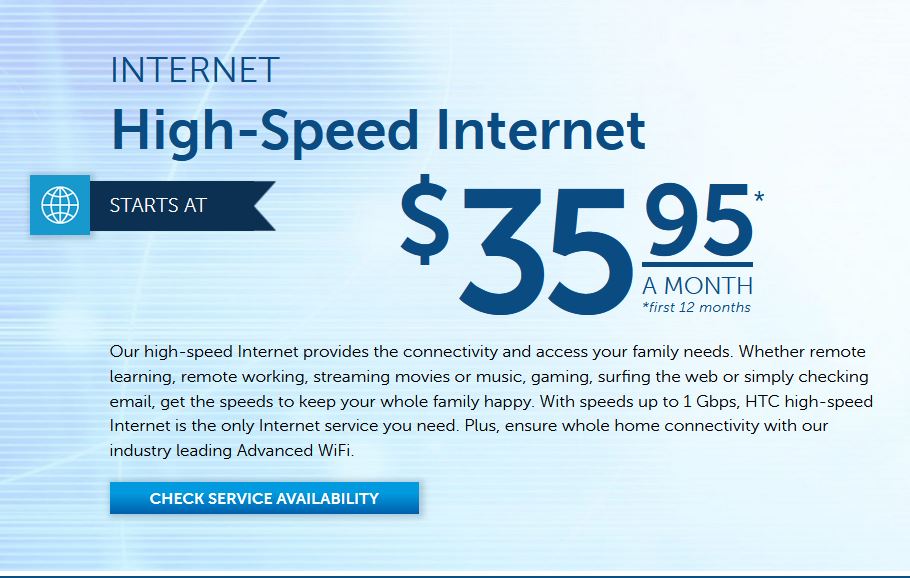 Harrisonville Telephone Company HTC high speed internet best monthly price