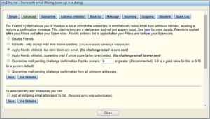 Advanced Spam Settings