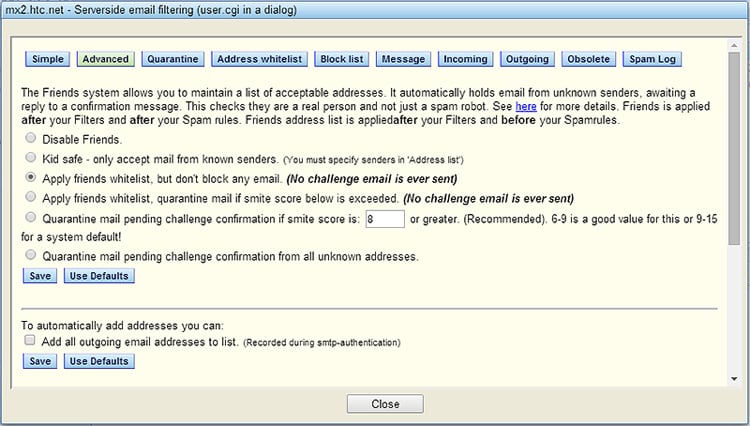 spam-advanced Advanced Spam Settings